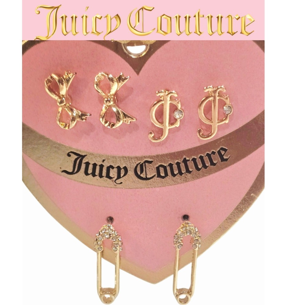 Juicy Couture JC Logo, Bow, & Pin Earring Set‎